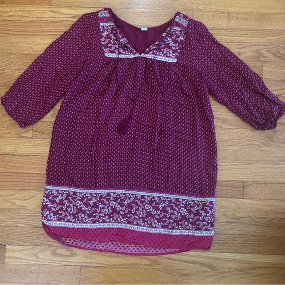 Old Navy Dresses & Skirts - Old Navy Mini Dress Women’s Large Red Floral Print Vneck 3/4 Sleeve Lined Boho